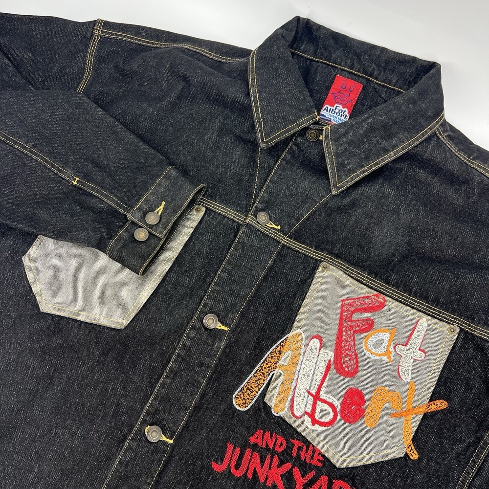 Vintage FUBU Platinum Fat Albert & The Junkyard Gang Denim Jacket 3X -NEVER WORN